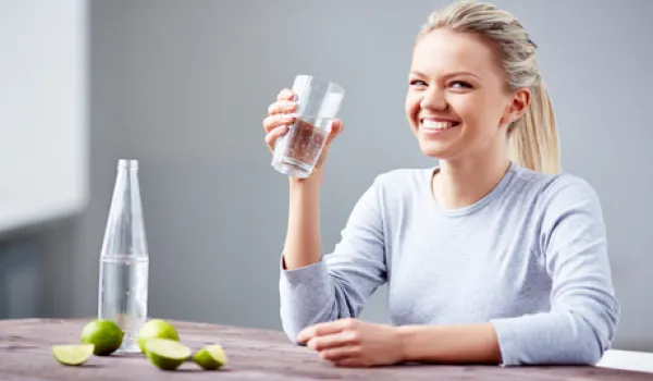 woman drinking water