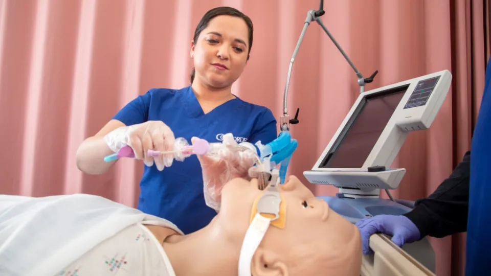 Concorde respiratory therapy student holding an endotracheal tube Concorde respiratory therapy student holding an endotracheal tube