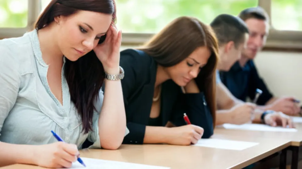 Students taking a test