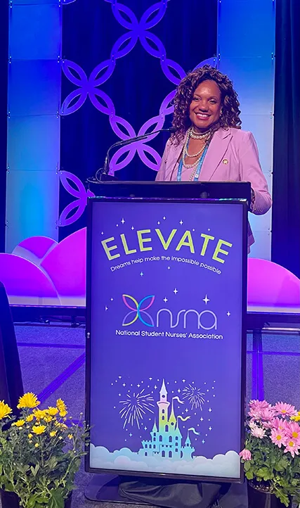 Marlo Robinson, Concorde Career Colleges National Dean of Nursing at NSNA conference.